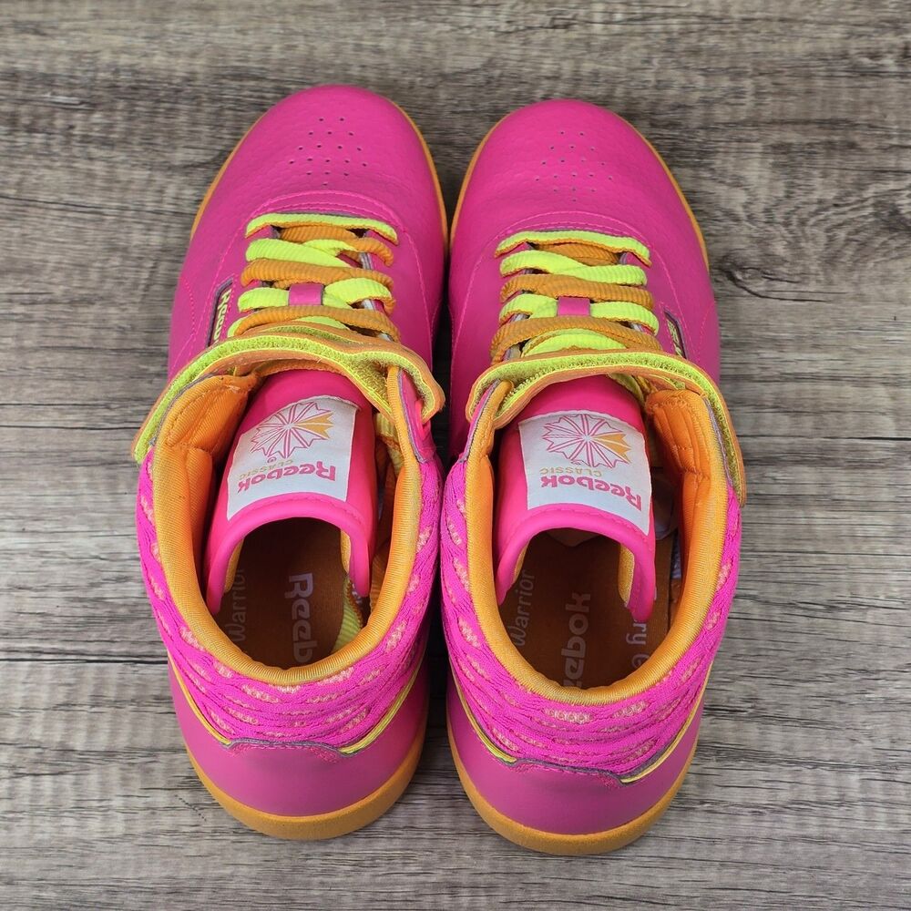 Reebok Freestyle Hi Classic Size 5 Women's Size 6.5 Hot Pink Orange Shoes M46765 - Picture 5 of 10